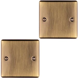 Loops 2 PACK Single ANTIQUE BRASS Blanking Plate Round Edged Wall Box Hole Cover Cap Loops 2 PACK Single ANTIQUE BRASS Blanking Plate Round Edged Wall Box Hole Cover Cap