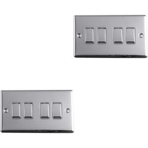 Loops 2 PACK 4 Gang Quad Metal Light Switch POLISHED CHROME 2 Way 10A GREY Trim Loops 2 PACK 4 Gang Quad Metal Light Switch POLISHED CHROME 2 Way 10A GREY Trim