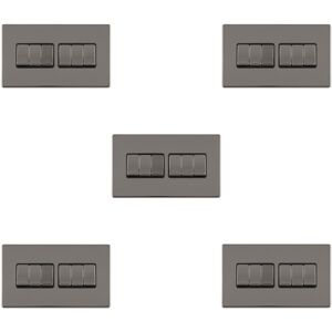 Loops 5 PACK 6 Gang Multi Light Switch SCREWLESS BLACK NICKEL 2 Way 10A Slim Rocker Loops 5 PACK 6 Gang Multi Light Switch SCREWLESS BLACK NICKEL 2 Way 10A Slim Rocker