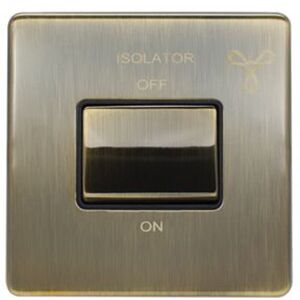 Loops SCREWLESS 6A Extractor Fan Isolator Switch ANTIQUE BRASS 3 Pole Shower Plate Loops SCREWLESS 6A Extractor Fan Isolator Switch ANTIQUE BRASS 3 Pole Shower Plate