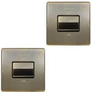 Loops 2 PACK SCREWLESS 6A Extractor Fan Isolator Switch ANTIQUE BRASS 3 Pole Shower Loops 2 PACK SCREWLESS 6A Extractor Fan Isolator Switch ANTIQUE BRASS 3 Pole Shower
