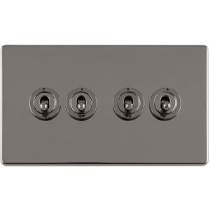 Loops 4 Gang Quad Retro Toggle Light Switch SCREWLESS BLACK NICKEL 10A 2 Way Lever Loops 4 Gang Quad Retro Toggle Light Switch SCREWLESS BLACK NICKEL 10A 2 Way Lever