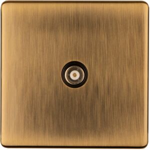 Loops 1 Gang Single TV Coaxial Aerial Socket SCREWLESS ANTIQUE BRASS Female Wall Plate Loops 1 Gang Single TV Coaxial Aerial Socket SCREWLESS ANTIQUE BRASS Female Wall Plate