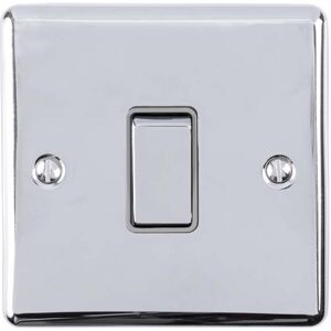 Loops 1 Gang Single Light Switch POLISHED CHROME 2 Way 10A GREY Trim & Metal Rocker Loops 1 Gang Single Light Switch POLISHED CHROME 2 Way 10A GREY Trim & Metal Rocker