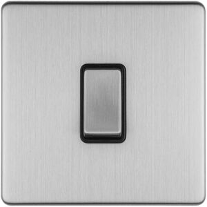 Loops 1 Gang Single Light Switch SCREWLESS SATIN STEEL 2 Way 10A Metal Rocker Slim Loops 1 Gang Single Light Switch SCREWLESS SATIN STEEL 2 Way 10A Metal Rocker Slim