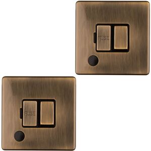 Loops 2 PACK 1 Gang 13A Switched Fuse Spur & Flex Outlet SCREWLESS ANTIQUE BRASS Plate Loops 2 PACK 1 Gang 13A Switched Fuse Spur & Flex Outlet SCREWLESS ANTIQUE BRASS Plate