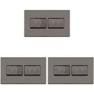 Loops 3 PACK 6 Gang Multi Light Switch SCREWLESS BLACK NICKEL 2 Way 10A Slim Rocker Loops 3 PACK 6 Gang Multi Light Switch SCREWLESS BLACK NICKEL 2 Way 10A Slim Rocker