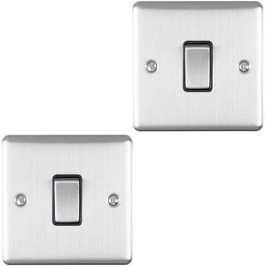 Loops 2 PACK 1 Gang 20A Single Light Switch SATIN STEEL & BLACK 2 Way Metal Rocker Loops 2 PACK 1 Gang 20A Single Light Switch SATIN STEEL & BLACK 2 Way Metal Rocker