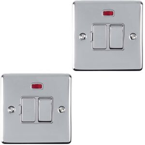 Loops 2 PACK 13A DP Switched Fuse Spur & Neon POLISHED CHROME & GREY Mains Isolation Loops 2 PACK 13A DP Switched Fuse Spur & Neon POLISHED CHROME & GREY Mains Isolation