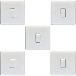Loops 5 PACK 1 Gang Single 10A Light Switch 2 Way - WHITE PLASTIC Wall Plate Rocker Loops 5 PACK 1 Gang Single 10A Light Switch 2 Way - WHITE PLASTIC Wall Plate Rocker