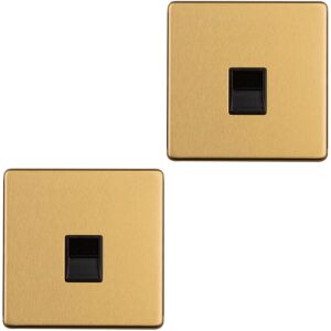 Loops 2 PACK 1 Gang Extension Telephone Socket SCREWLESS SATIN STEEL Slave Secondary Loops 2 PACK 1 Gang Extension Telephone Socket SCREWLESS SATIN STEEL Slave Secondary