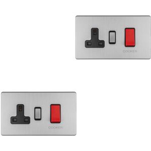 Loops 2 PACK 45A DP Oven Cooker Switch & 13A Switched Socket SCREWLESS SATIN STEEL Loops 2 PACK 45A DP Oven Cooker Switch & 13A Switched Socket SCREWLESS SATIN STEEL