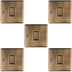 Loops 5 PACK 1 Gang 20A Single Light Switch ANTIQUE BRASS & BLACK 2 Way Metal Rocker Loops 5 PACK 1 Gang 20A Single Light Switch ANTIQUE BRASS & BLACK 2 Way Metal Rocker