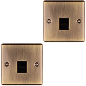 Loops 2 PACK 1 Gang BT Extension Telephone Wall Socket ANTIQUE BRASS Slave Secondary Loops 2 PACK 1 Gang BT Extension Telephone Wall Socket ANTIQUE BRASS Slave Secondary