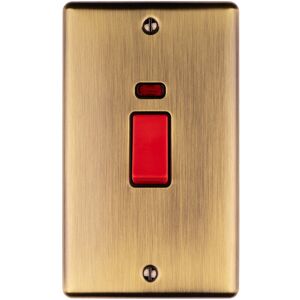 Loops 2 Gang Double 45A DP Switch & Neon - ANTIQUE BRASS & BLACK TRIM Vertical Rocker Loops 2 Gang Double 45A DP Switch & Neon - ANTIQUE BRASS & BLACK TRIM Vertical Rocker