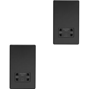 Loops 2 PACK 230V 115V Twin Shaver Socket Wall Plate SCREWLESS MATT BLACK Bathroom Loops 2 PACK 230V 115V Twin Shaver Socket Wall Plate SCREWLESS MATT BLACK Bathroom