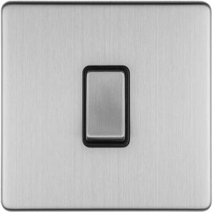 Loops 1 Gang Single 10A INTERMEDIATE Light Switch SCREWLESS SATIN STEEL Metal Rocker Loops 1 Gang Single 10A INTERMEDIATE Light Switch SCREWLESS SATIN STEEL Metal Rocker