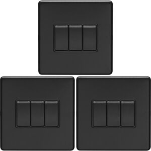 Loops 3 PACK 3 Gang Triple Light Switch SCREWLESS MATT BLACK 2 Way 10A Slim Rocker Loops 3 PACK 3 Gang Triple Light Switch SCREWLESS MATT BLACK 2 Way 10A Slim Rocker