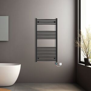 NRG (Black, 1200x600mm) Pre-filled Electric Curved Heated Towel Rail Radiator Thermo NRG (Black, 1200x600mm) Pre-filled Electric Curved Heated Towel Rail Radiator Thermo