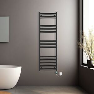 NRG (Black, 1600x500mm) Pre-filled Electric Curved Heated Towel Rail Radiator Thermo NRG (Black, 1600x500mm) Pre-filled Electric Curved Heated Towel Rail Radiator Thermo