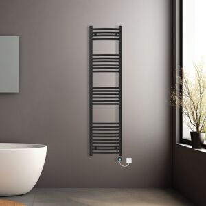 NRG (Black, 1600x400mm) Pre-filled Electric Curved Heated Towel Rail Radiator Thermo NRG (Black, 1600x400mm) Pre-filled Electric Curved Heated Towel Rail Radiator Thermo