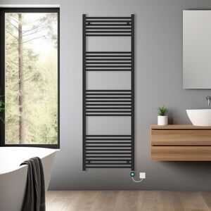 NRG (Black, 1800x600mm) Pre-filled Bathroom Straight Electric Heated Towel Rail Radi NRG (Black, 1800x600mm) Pre-filled Bathroom Straight Electric Heated Towel Rail Radi