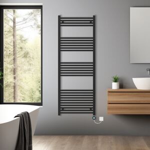 NRG (Black, 1600x600mm) Pre-filled Bathroom Straight Electric Heated Towel Rail Radi NRG (Black, 1600x600mm) Pre-filled Bathroom Straight Electric Heated Towel Rail Radi