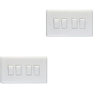 Loops 2 PACK 4 Gang Quad 10A Light Switch 2 Way - WHITE PLASTIC Wall Plate Rocker Loops 2 PACK 4 Gang Quad 10A Light Switch 2 Way - WHITE PLASTIC Wall Plate Rocker