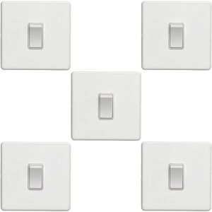 Loops 5 PACK 1 Gang Single Light Switch SCREWLESS MATT WHITE 2 Way 10A Slim Rocker Loops 5 PACK 1 Gang Single Light Switch SCREWLESS MATT WHITE 2 Way 10A Slim Rocker