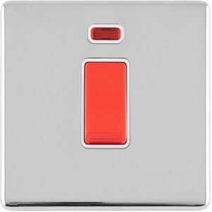 Loops 1 Gang Single 45A DP Cooker Switch & Neon SCREWLESS POLISHED CHROME Slim Rocker Loops 1 Gang Single 45A DP Cooker Switch & Neon SCREWLESS POLISHED CHROME Slim Rocker