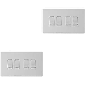 Loops 2 PACK 4 Gang QUAD Light Switch SCREWLESS POLISHED CHROME 2 Way 10A Rocker Loops 2 PACK 4 Gang QUAD Light Switch SCREWLESS POLISHED CHROME 2 Way 10A Rocker