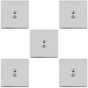 Loops 5 PACK 1 Gang Single Retro Toggle Light Switch SCREWLESS CHROME 10A 2 Way Plate Loops 5 PACK 1 Gang Single Retro Toggle Light Switch SCREWLESS CHROME 10A 2 Way Plate