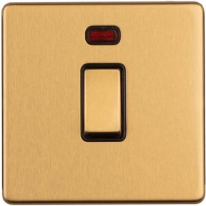 Loops 1 Gang 20A Single Light Switch & Neon SCREWLESS SATIN BRASS 2 Way Rocker Plate Loops 1 Gang 20A Single Light Switch & Neon SCREWLESS SATIN BRASS 2 Way Rocker Plate