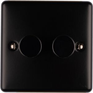 Loops 2 Gang 400W LED 2 Way Rotary Dimmer Switch MATT BLACK Light Dimming Plate Loops 2 Gang 400W LED 2 Way Rotary Dimmer Switch MATT BLACK Light Dimming Plate