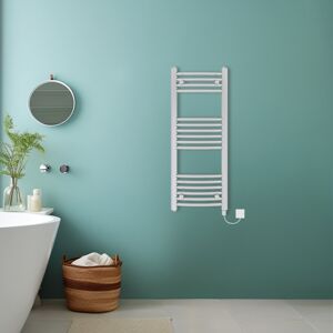 NRG (Chrome, 1000x400mm) Bathroom Curved Prefilled Electric Heated Towel Rail Ladder NRG (Chrome, 1000x400mm) Bathroom Curved Prefilled Electric Heated Towel Rail Ladder