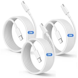 Jeenek Long USB C to C Fast Charger Cable 2m, 3Pack Type C to C Charging Lead for Apple Jeenek Long USB C to C Fast Charger Cable 2m, 3Pack Type C to C Charging Lead for Apple