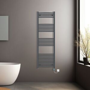 NRG (Anthracite, 1600x500mm) Prefilled Electric Heated Towel Rail Radiator Curved Th NRG (Anthracite, 1600x500mm) Prefilled Electric Heated Towel Rail Radiator Curved Th