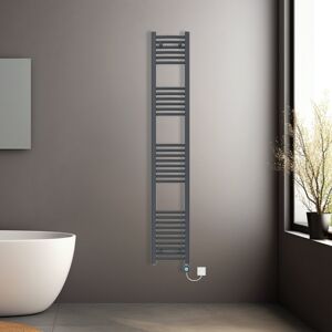 NRG (Anthracite, 1800x300mm) Prefilled Electric Heated Towel Rail Radiator Curved Th NRG (Anthracite, 1800x300mm) Prefilled Electric Heated Towel Rail Radiator Curved Th