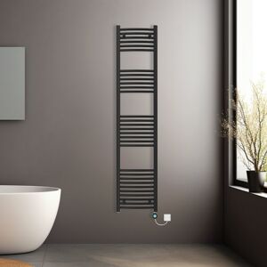 NRG (Black, 1800x400mm) Prefilled Electric Heated Towel Rail Radiator Curved Thermo NRG (Black, 1800x400mm) Prefilled Electric Heated Towel Rail Radiator Curved Thermo