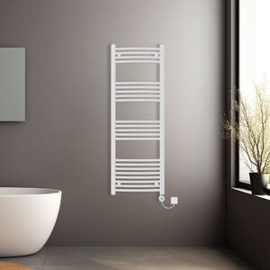 NRG (White, 1400x500mm) Prefilled Electric Heated Towel Rail Radiator Curved Thermo NRG (White, 1400x500mm) Prefilled Electric Heated Towel Rail Radiator Curved Thermo