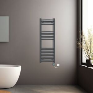 NRG (Anthracite, 1200x400mm) Prefilled Electric Heated Towel Rail Radiator Curved Th NRG (Anthracite, 1200x400mm) Prefilled Electric Heated Towel Rail Radiator Curved Th