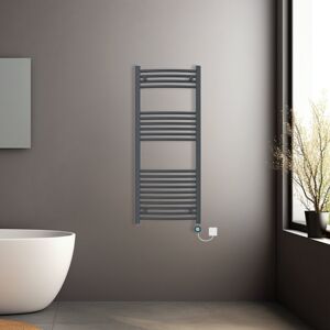 NRG (Anthracite, 1200x500mm) Prefilled Electric Heated Towel Rail Radiator Curved Th NRG (Anthracite, 1200x500mm) Prefilled Electric Heated Towel Rail Radiator Curved Th