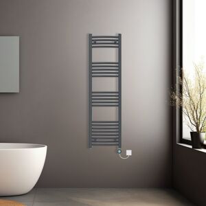 NRG (Anthracite, 1400x400mm) Prefilled Electric Heated Towel Rail Radiator Curved Th NRG (Anthracite, 1400x400mm) Prefilled Electric Heated Towel Rail Radiator Curved Th