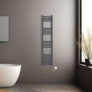NRG (Anthracite, 1400x300mm) Prefilled Electric Heated Towel Rail Radiator Curved Th NRG (Anthracite, 1400x300mm) Prefilled Electric Heated Towel Rail Radiator Curved Th