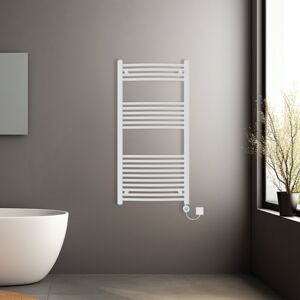 NRG (White, 1200x600mm) Prefilled Electric Heated Towel Rail Radiator Curved Thermo NRG (White, 1200x600mm) Prefilled Electric Heated Towel Rail Radiator Curved Thermo