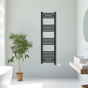 NRG (Black, 1400x400mm) Prefilled Electric Straight Heated Towel Rail Radiator Ladde NRG (Black, 1400x400mm) Prefilled Electric Straight Heated Towel Rail Radiator Ladde