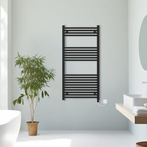 NRG (Black, 1200x600mm) Prefilled Electric Straight Heated Towel Rail Radiator Ladde NRG (Black, 1200x600mm) Prefilled Electric Straight Heated Towel Rail Radiator Ladde