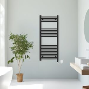 NRG (Black, 1200x500mm) Prefilled Electric Straight Heated Towel Rail Radiator Ladde NRG (Black, 1200x500mm) Prefilled Electric Straight Heated Towel Rail Radiator Ladde