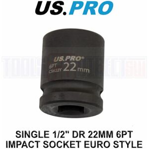 US PRO Tools 22mm Impact Socket 1/2" Drive 6 Point Single Hex 3823 US PRO Tools 22mm Impact Socket 1/2" Drive 6 Point Single Hex 3823