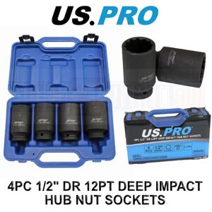 US PRO Tools 4pc 1/2" Dr 12pt Deep Impact Hub Nut Sockets 30 32 34 36mm 3686 US PRO Tools 4pc 1/2" Dr 12pt Deep Impact Hub Nut Sockets 30 32 34 36mm 3686